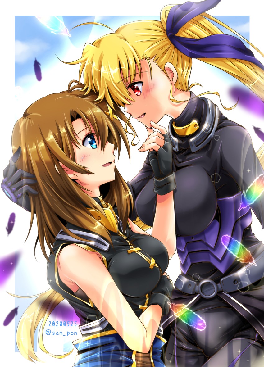 yagami hayate and vivio (lyrical nanoha and 1 more) drawn by san-pon