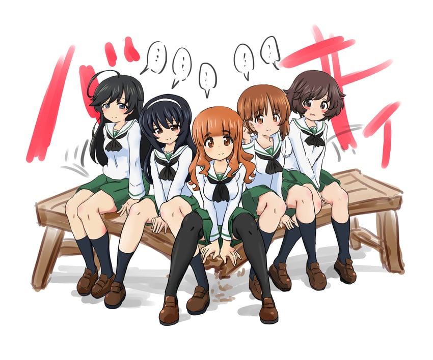 nishizumi miho, akiyama yukari, takebe saori, reizei mako, and isuzu hana (girls und panzer) drawn by takobe_yadako