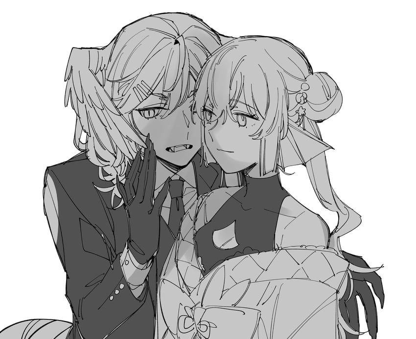 selen tatsuki and finana ryugu (nijisanji and 1 more) drawn by zhuotian