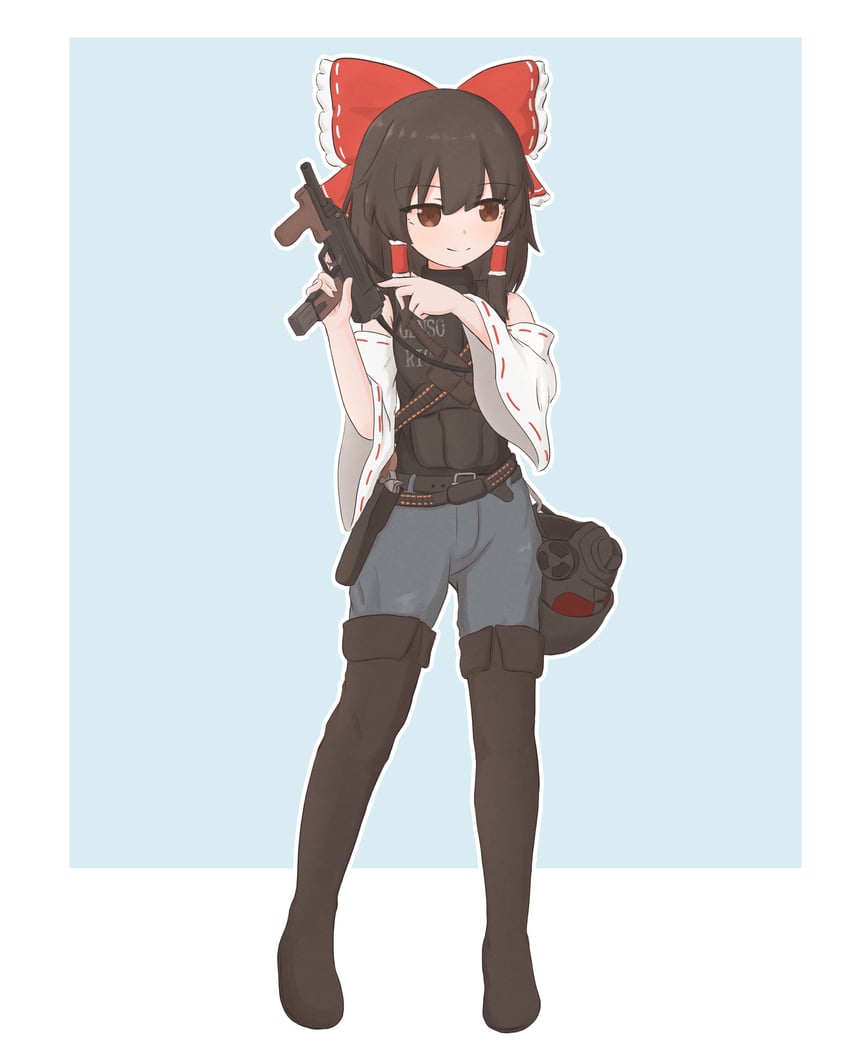 hakurei reimu and ncr veteran ranger (touhou and 2 more) drawn by kokowoch