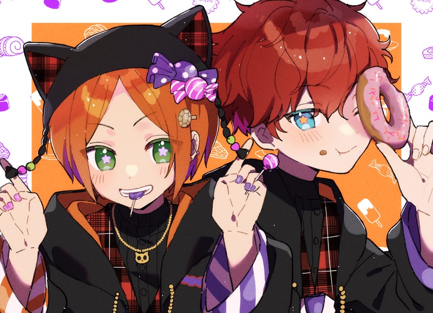amagi hiiro and aoi hinata (ensemble stars!) drawn by shisokonbu