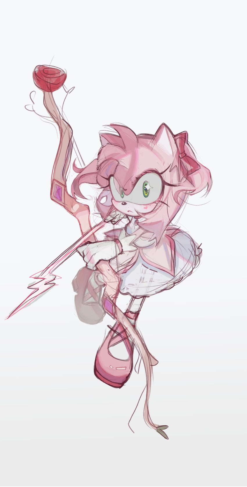 kaname madoka and amy rose (mahou shoujo madoka magica and 1 more) drawn by poppuckoa
