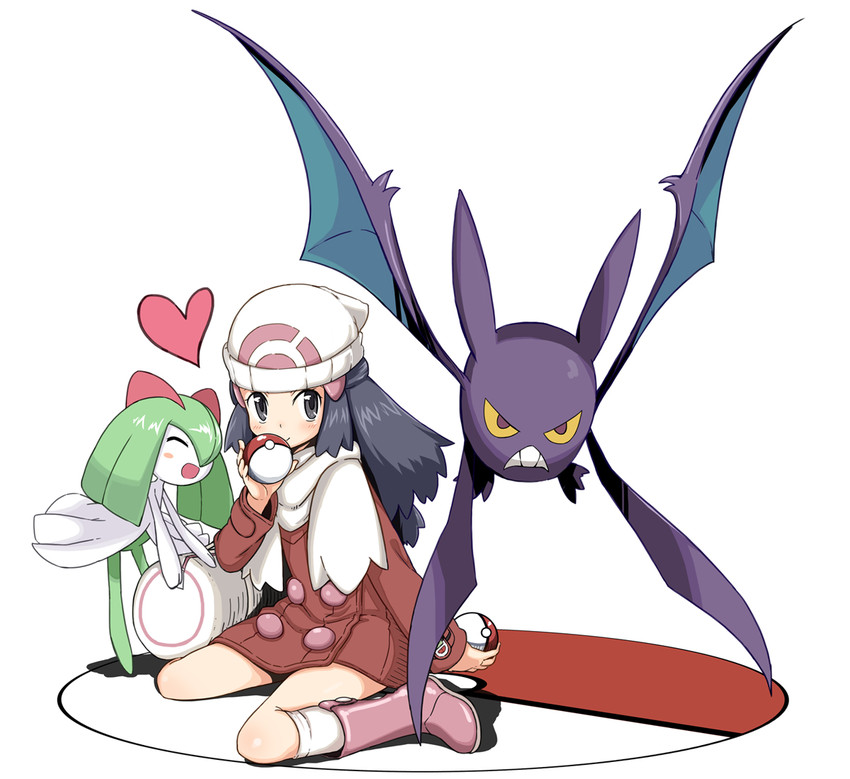 dawn, kirlia, and crobat (pokemon and 2 more) drawn by abe_kanari