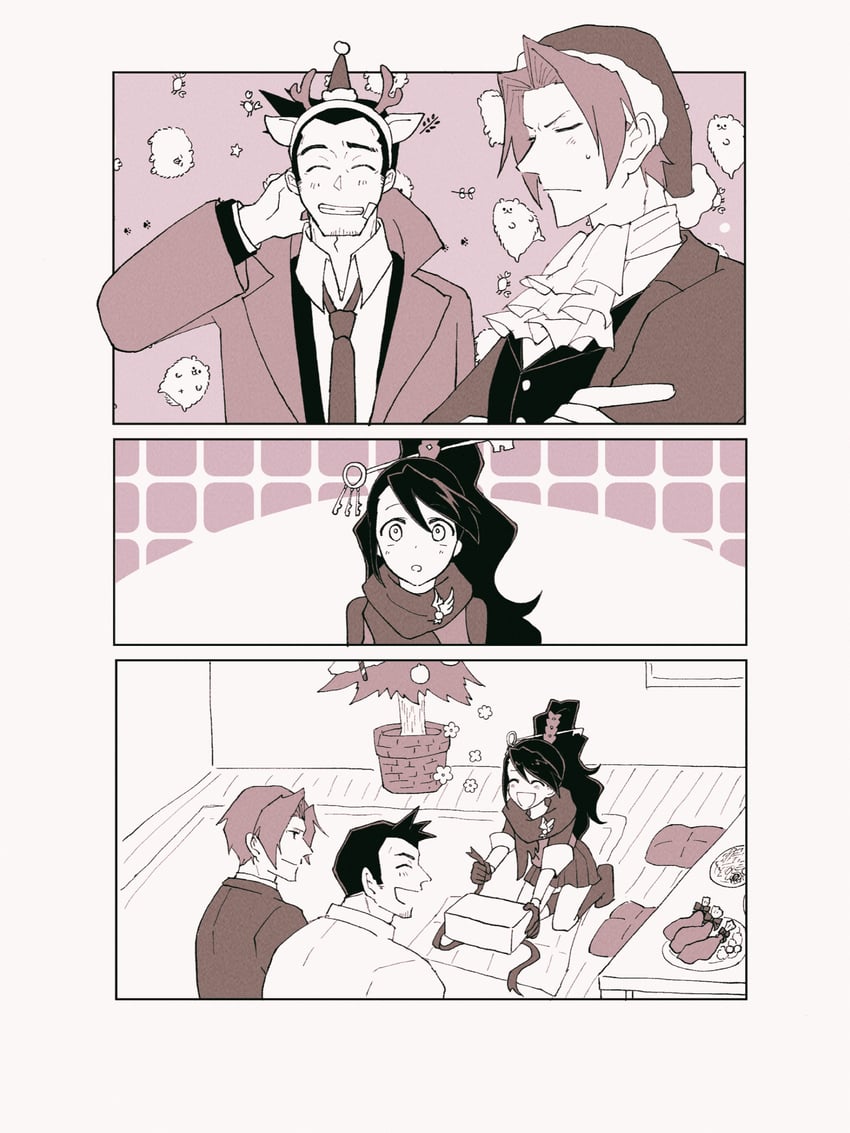 miles edgeworth, dick gumshoe, and kay faraday (ace attorney and 1 more) drawn by caramelrag