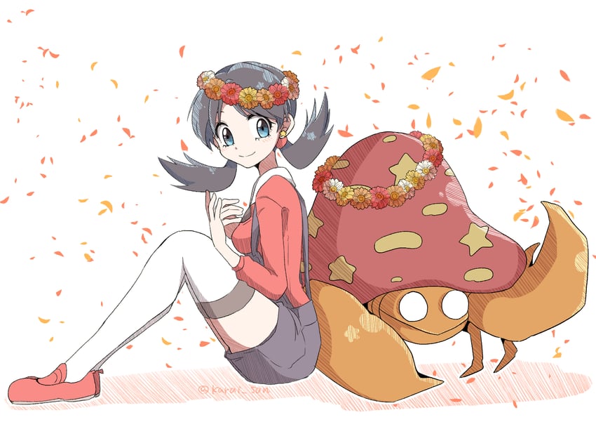 kris and parasect (pokemon and 1 more) drawn by karai_san