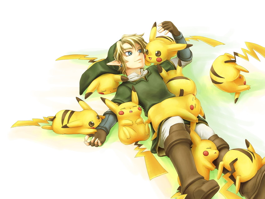 link and pikachu (pokemon and 3 more) drawn by chikuwa_(rinka)