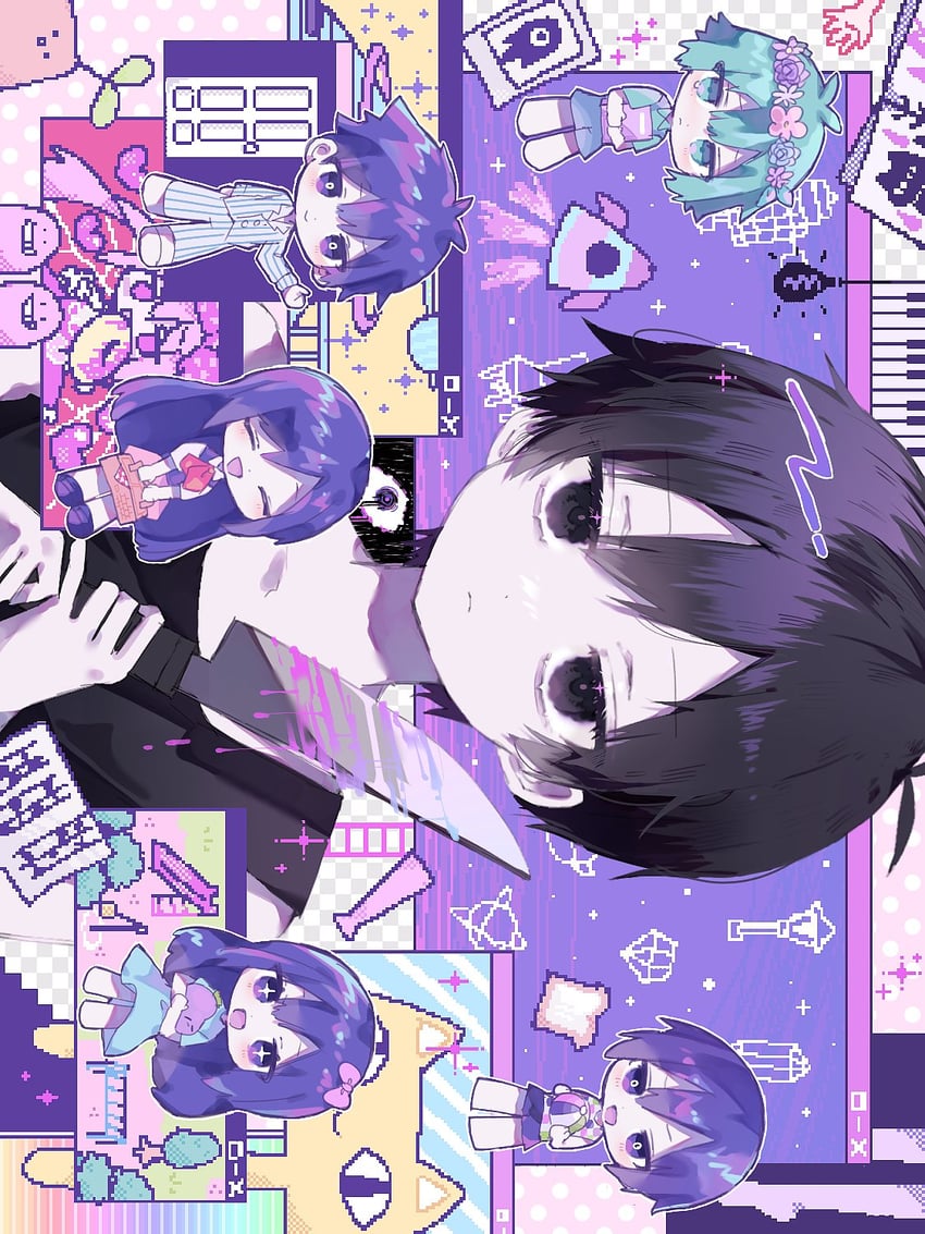 omori, basil, aubrey, mari, kel, and 2 more (omori) drawn by hiro_0607