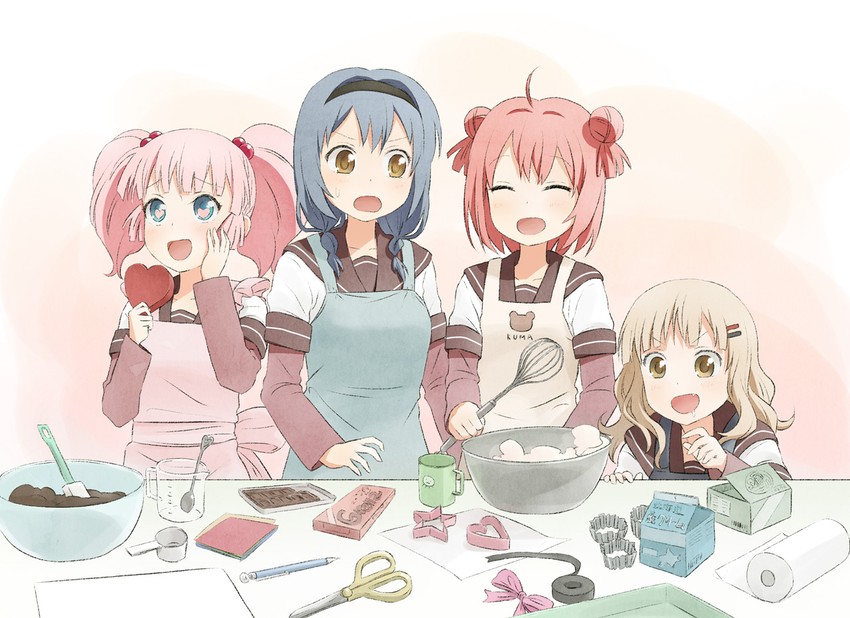 akaza akari, oomuro sakurako, yoshikawa chinatsu, and furutani himawari (yuruyuri) drawn by unyon
