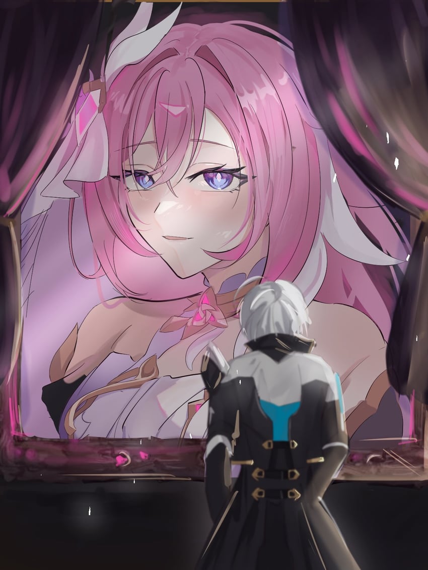 elysia and kevin kaslana (honkai and 1 more) drawn by aeyrah3