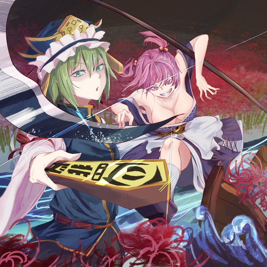 shiki eiki and onozuka komachi (touhou) drawn by kanaria_(bcomn)