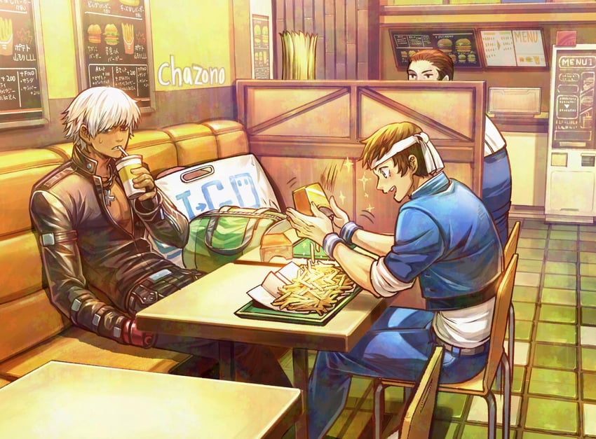 k', maxima, and yabuki shingo (the king of fighters) drawn by irakunoikura