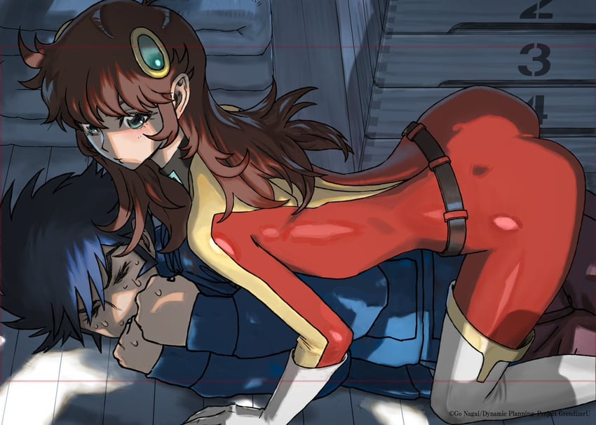 kabuto kouji and maria grace fleed (mazinger and 2 more) drawn by yasuda_akira