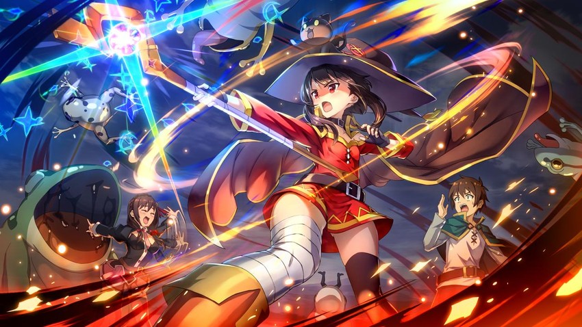 megumin, aqua, satou kazuma, yunyun, and chomusuke (kono subarashii sekai ni shukufuku wo! and 1 more)
