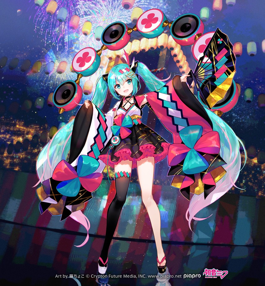 hatsune miku and magical mirai miku (vocaloid and 1 more) drawn by fuzichoco