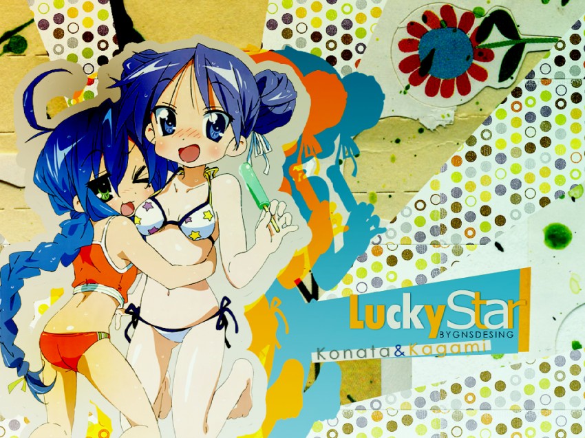 hiiragi kagami and izumi konata (lucky star) drawn by gns_desing_x3