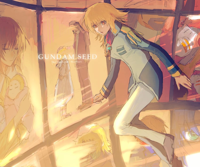 cagalli yula athha, athrun zala, kira yamato, uzumi nara athha, and via hibiki (gundam and 2 more) drawn by she_(morianosu)