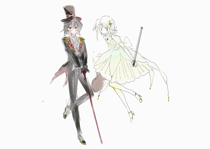 enraku tsubakura and houlen yabusame (len'en) drawn by mxx33
