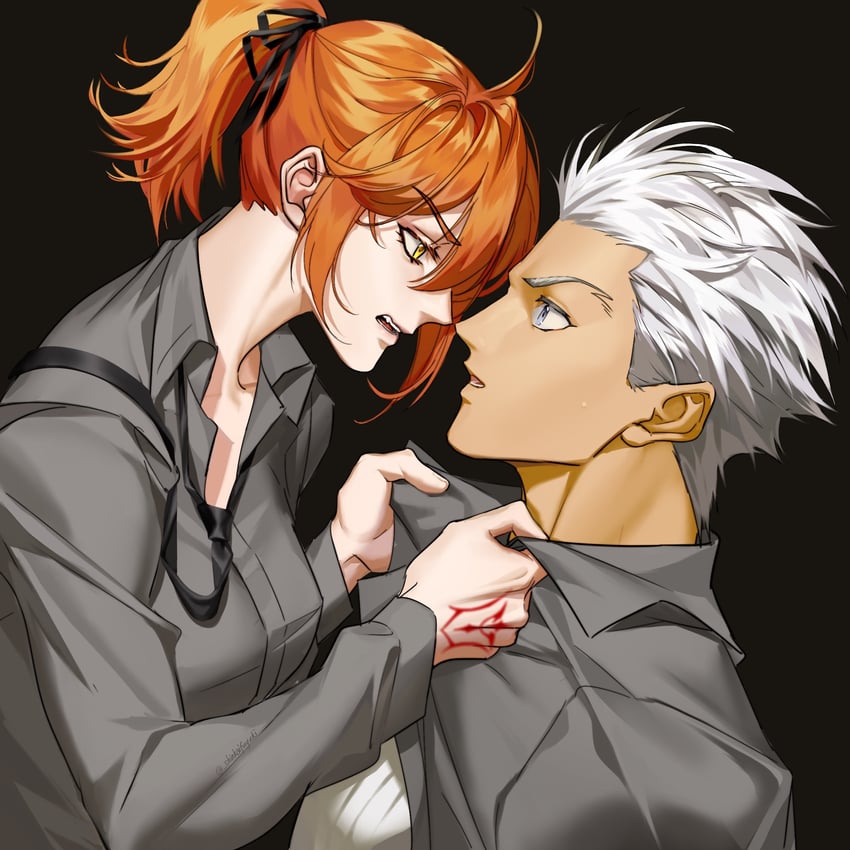 fujimaru ritsuka and archer (fate and 1 more) drawn by shinkaifuyuki