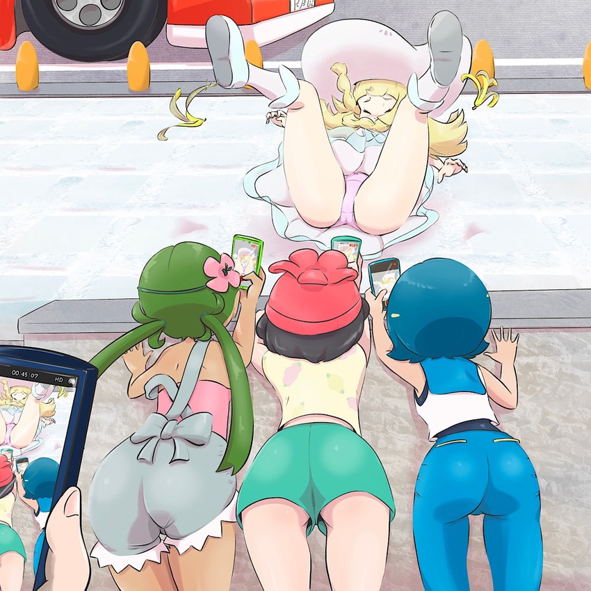lillie, selene, lana, and mallow (pokemon and 1 more) drawn by microsd_(pibo)