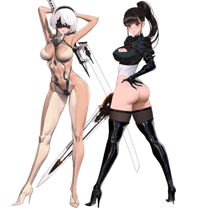 2b and eve (nier and 2 more) drawn by wonbin_lee
