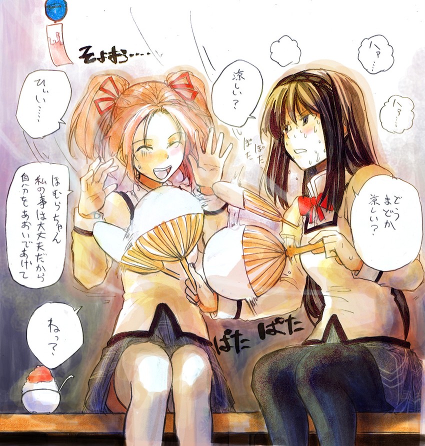 akemi homura and kaname madoka (mahou shoujo madoka magica) drawn by bonkara_(sokuseki_maou)