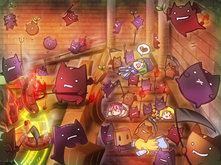 arch bishop, high wizard, deviruchi, minstrel, mini demon, and 1 more (ragnarok online) drawn by hizukiryou