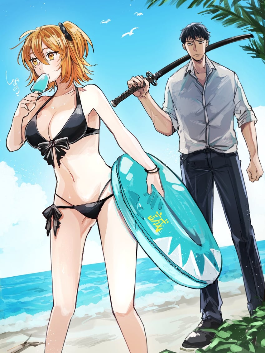 fujimaru ritsuka and saitou hajime (fate and 1 more) drawn by cibamatoxins