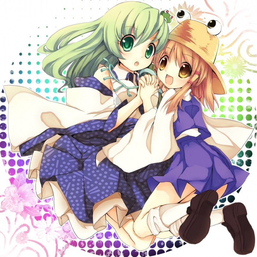 kochiya sanae, moriya suwako, and pyonta (touhou) drawn by ayarin103