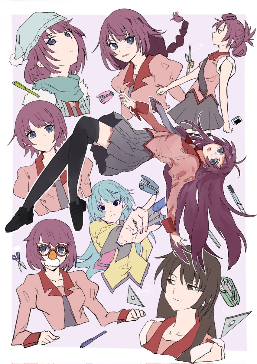 senjougahara hitagi (monogatari and 3 more) drawn by valhalla0707