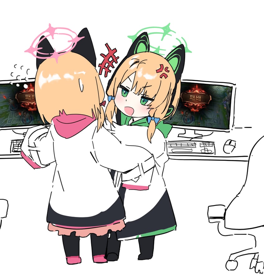 momoi and midori (blue archive and 1 more) drawn by syhan
