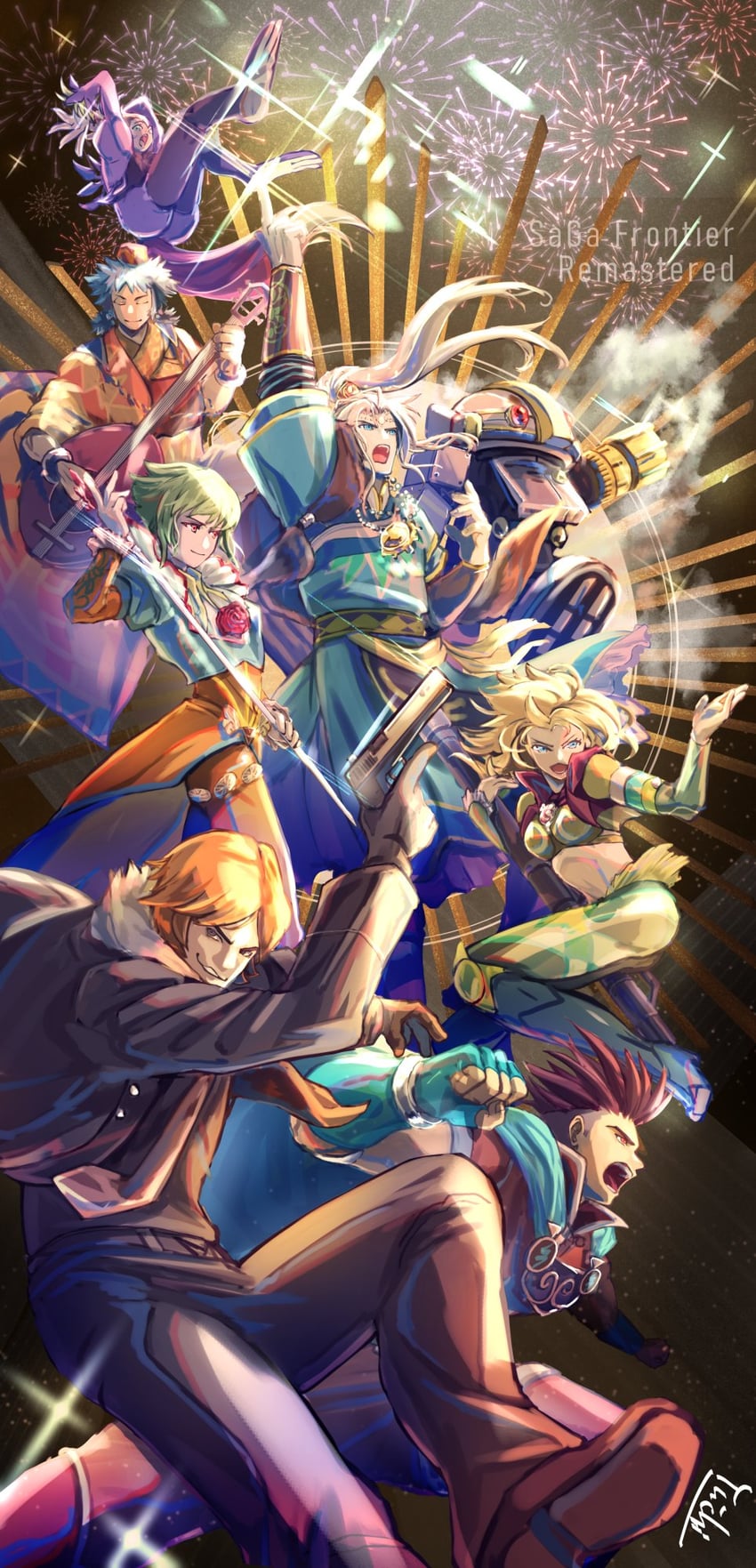 asellus, emilia, red, blue, riki, and 3 more (saga and 1 more) drawn by yu-chi_(ahamma)