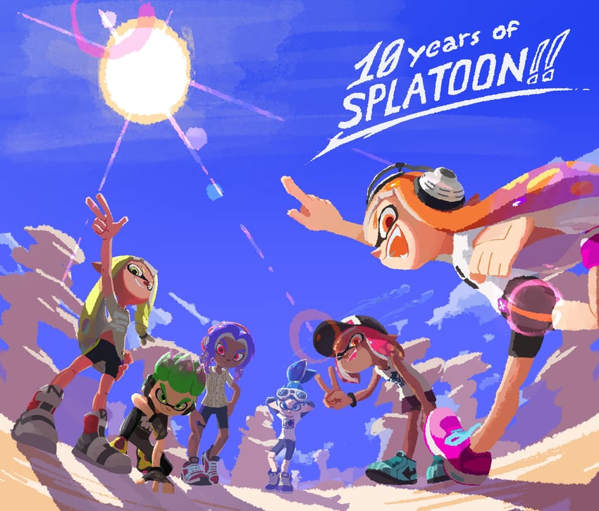 inkling player character, inkling girl, octoling player character, octoling girl, inkling boy, and 7 more (splatoon) drawn by maxcort_artist