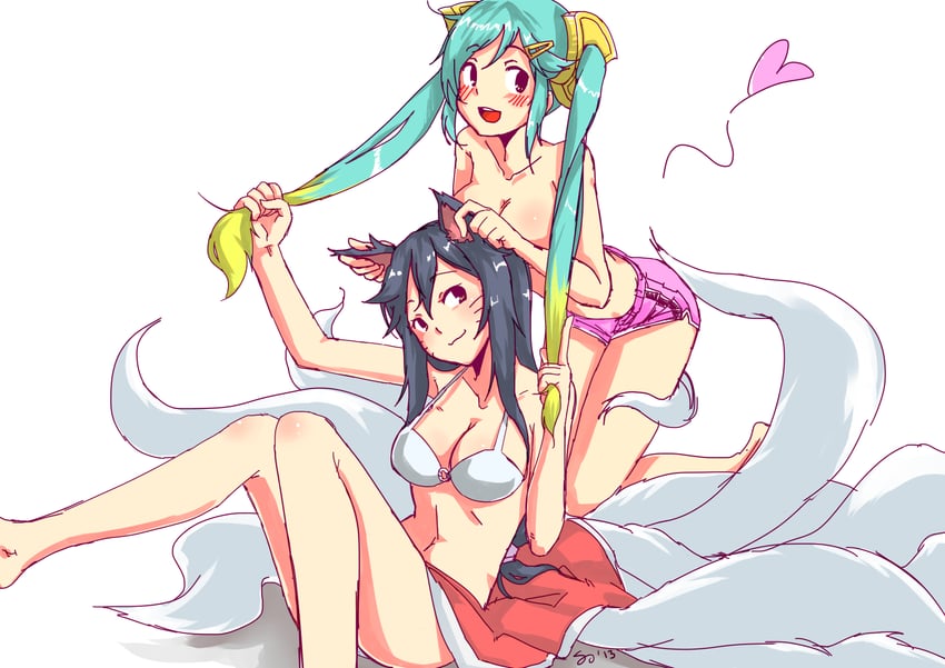 ahri and sona (league of legends) drawn by gyool