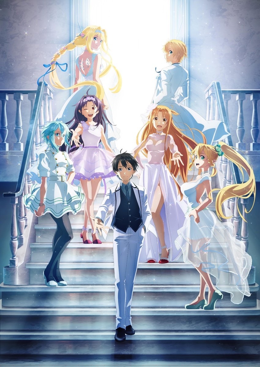 asuna, kirito, sinon, leafa, yuuki, and 2 more (sword art online and 1 more)