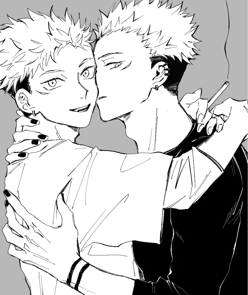 itadori yuuji and ryoumen sukuna (jujutsu kaisen) drawn by nigi_(pixiv_61469658)