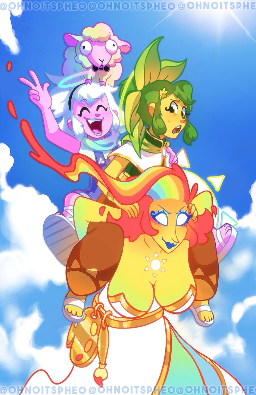 kino amos, nj prisma(@ohnoitspheo), and ibara solis (original) drawn by @ohnoitspheo