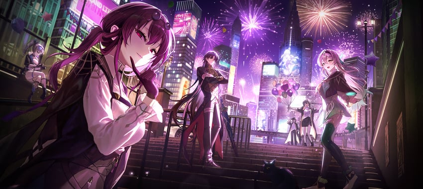 trailblazer, firefly, stelle, kafka, caelus, and 3 more (honkai and 1 more) drawn by pibag