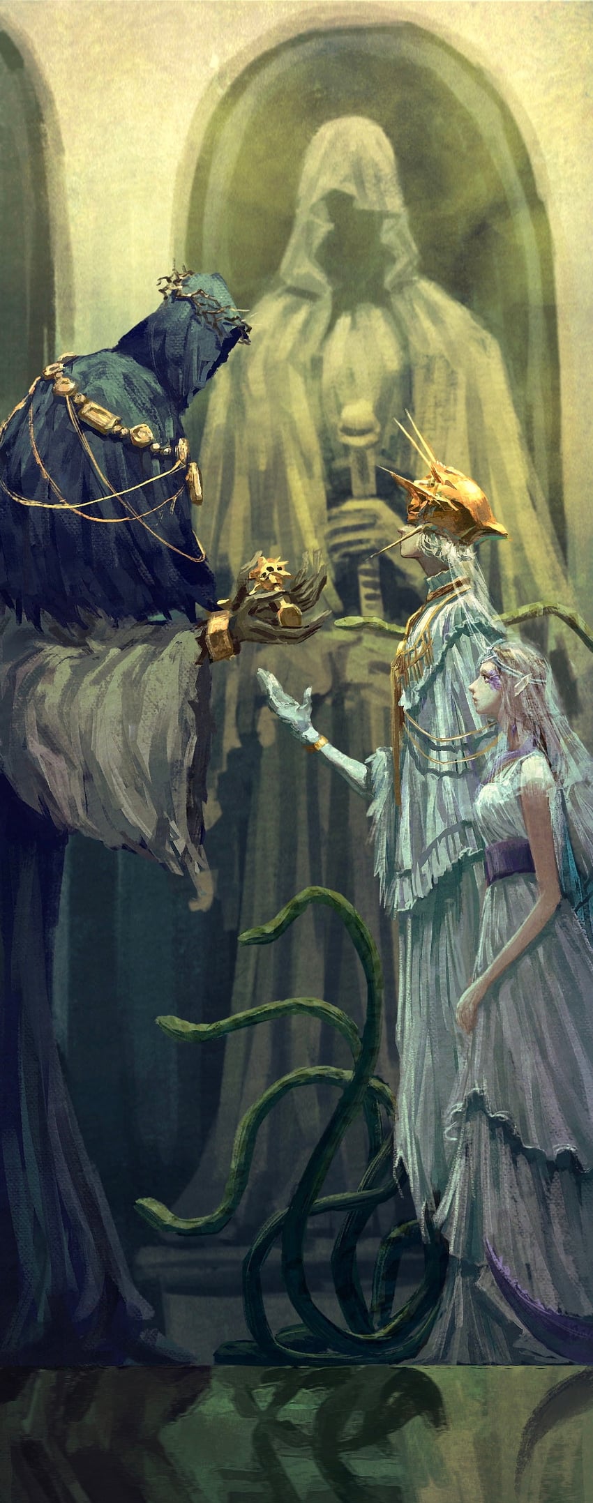 dark sun gwyndolin and company captain yorshka (dark souls and 2 more) drawn by tworain_w