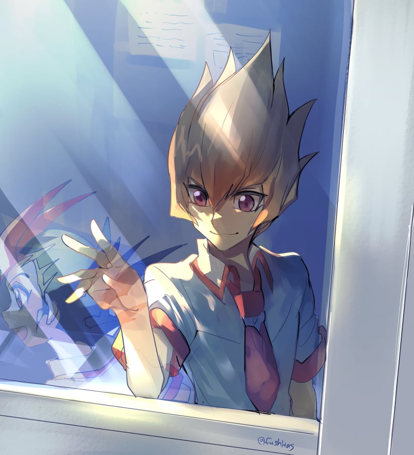 tsukumo yuma and vector (yu-gi-oh! and 1 more) drawn by fushitasu