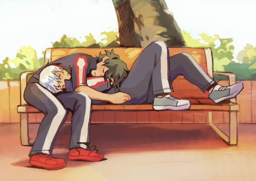 midoriya izuku and todoroki shoto (boku no hero academia) drawn by fenkko