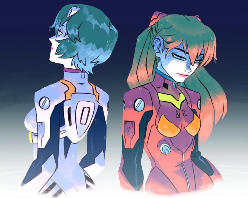 souryuu asuka langley and ayanami rei (neon genesis evangelion) drawn by jbbetz