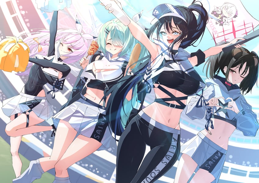 saori, azusa, atsuko, hiyori, and misaki (blue archive) drawn by its2h35