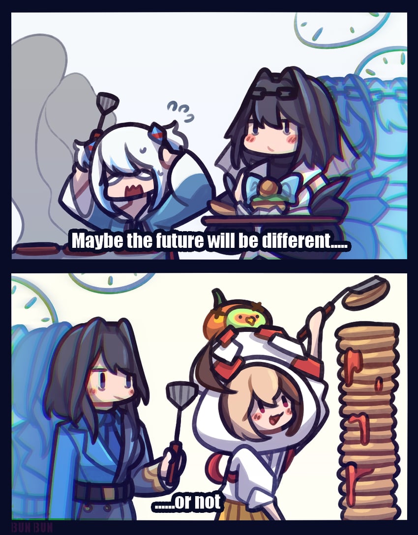 gawr gura, ouro kronii, gigi murin, and popo (hololive and 1 more) drawn by bunbbun