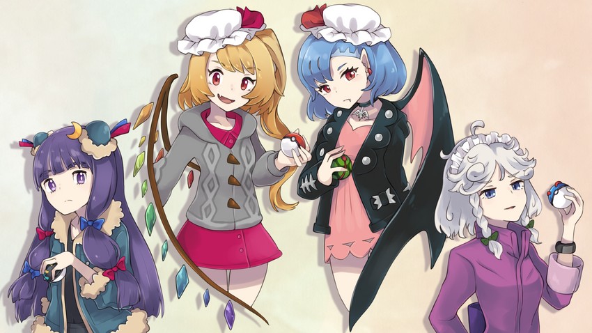 remilia scarlet, flandre scarlet, izayoi sakuya, patchouli knowledge, marnie, and 3 more (touhou and 2 more) drawn by karua_m
