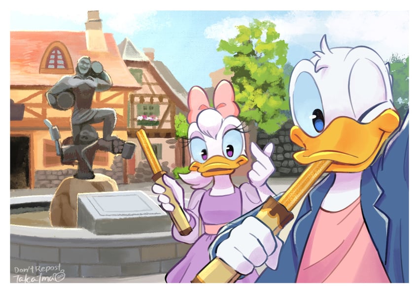 donald duck and daisy duck (mickey mouse & friends and 1 more) drawn by takatmaorange