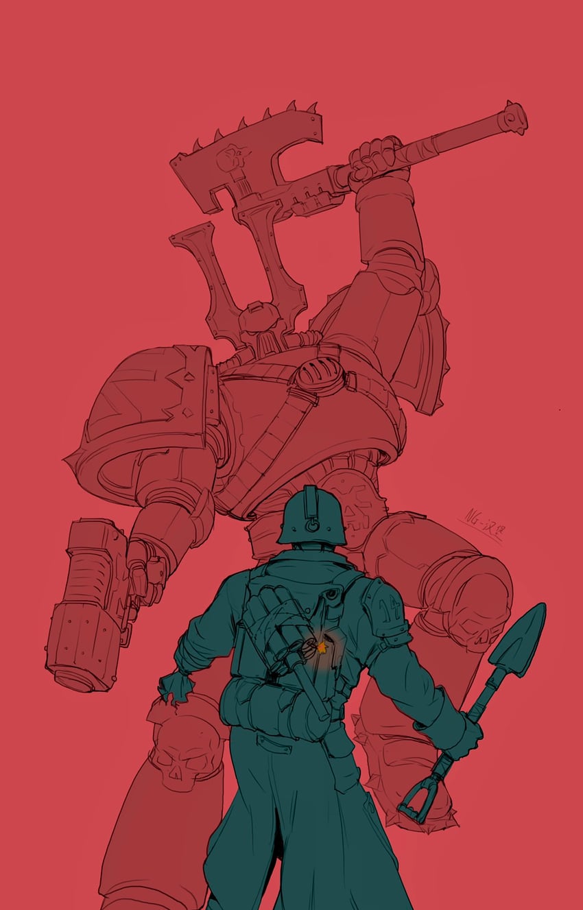 adeptus astartes and chaos space marine (warhammer 40k) drawn by ng_hamburger