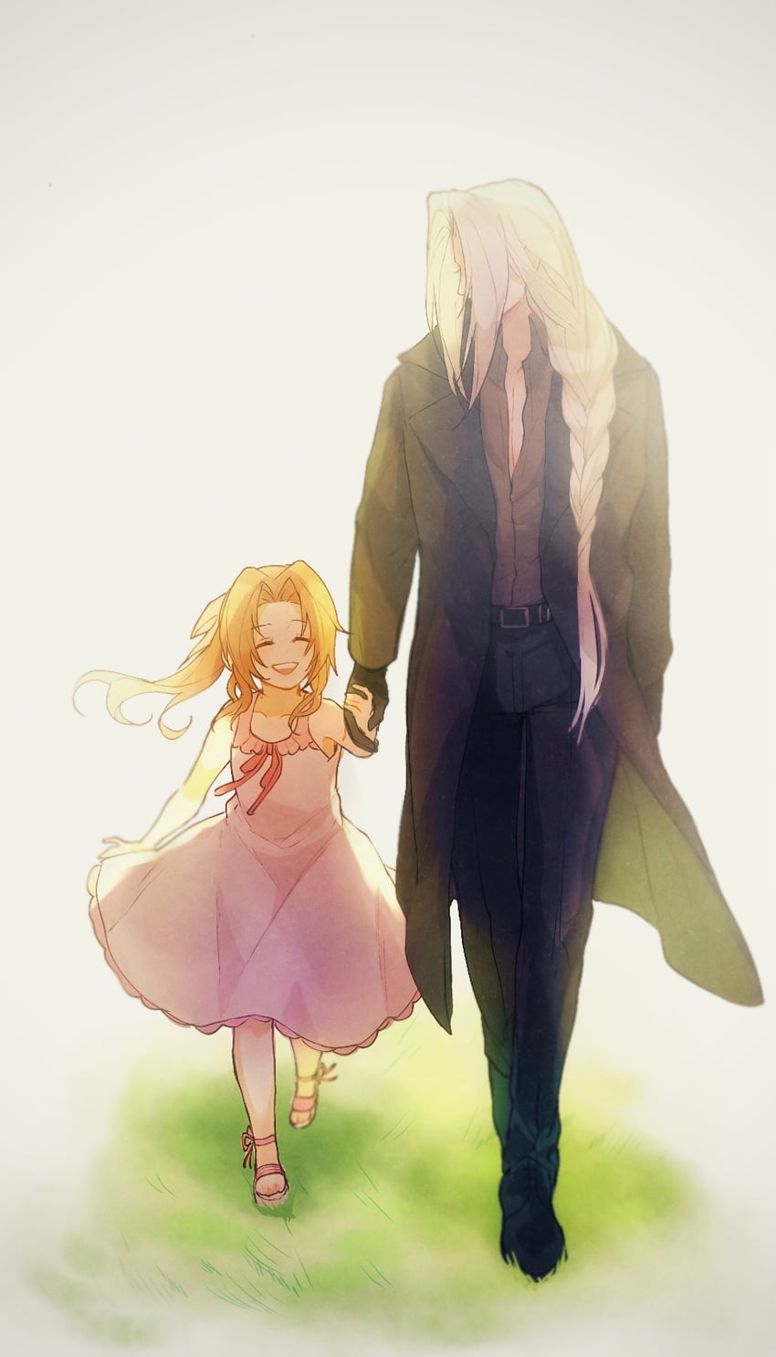 aerith gainsborough and sephiroth (final fantasy and 2 more) drawn by 0_ebj