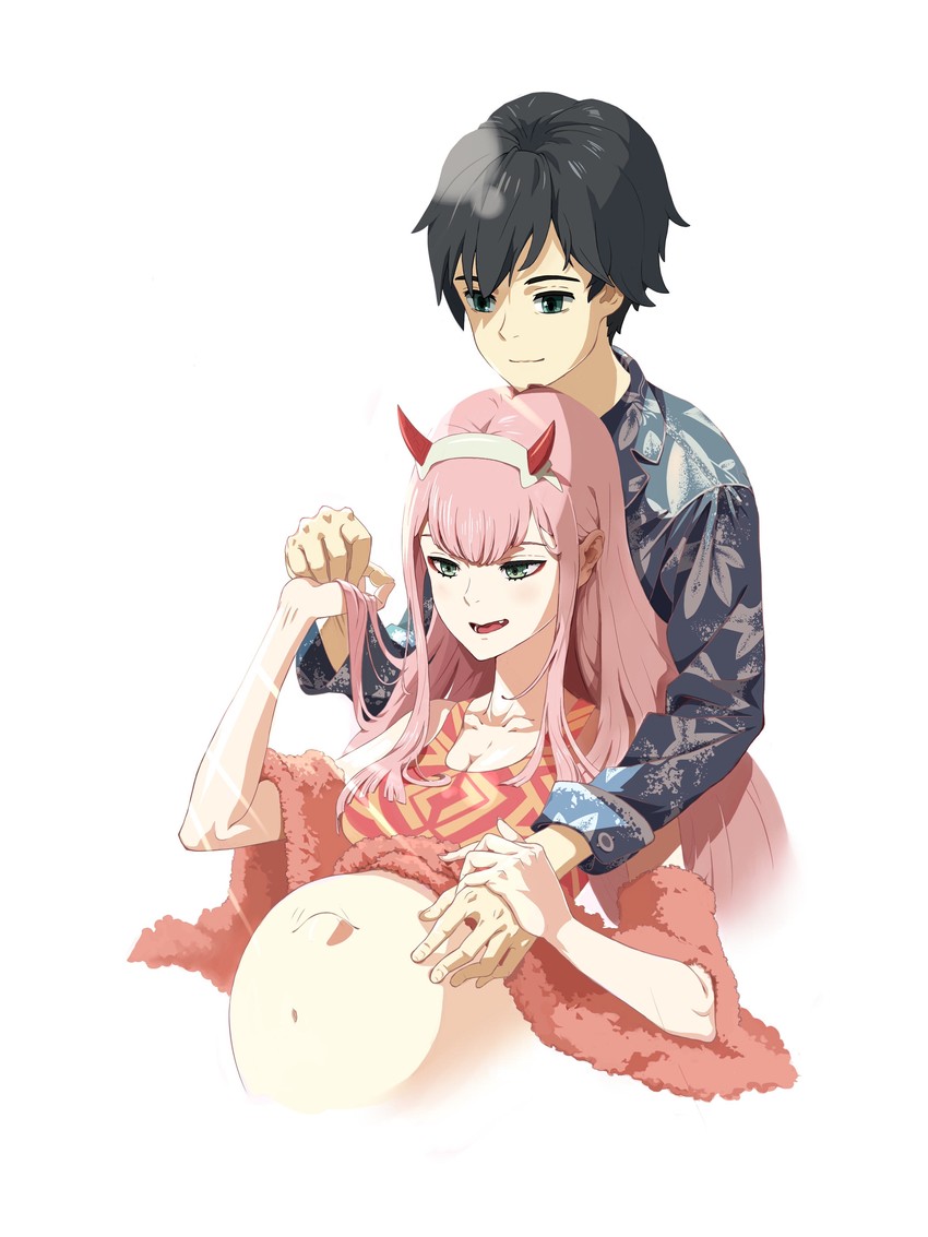 zero two and hiro (darling in the franxx) drawn by zzl