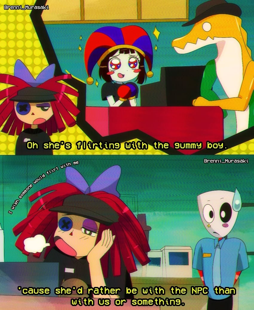 pomni, ragatha, gangle, and gummigoo (the amazing digital circus) drawn by brenni_murasaki