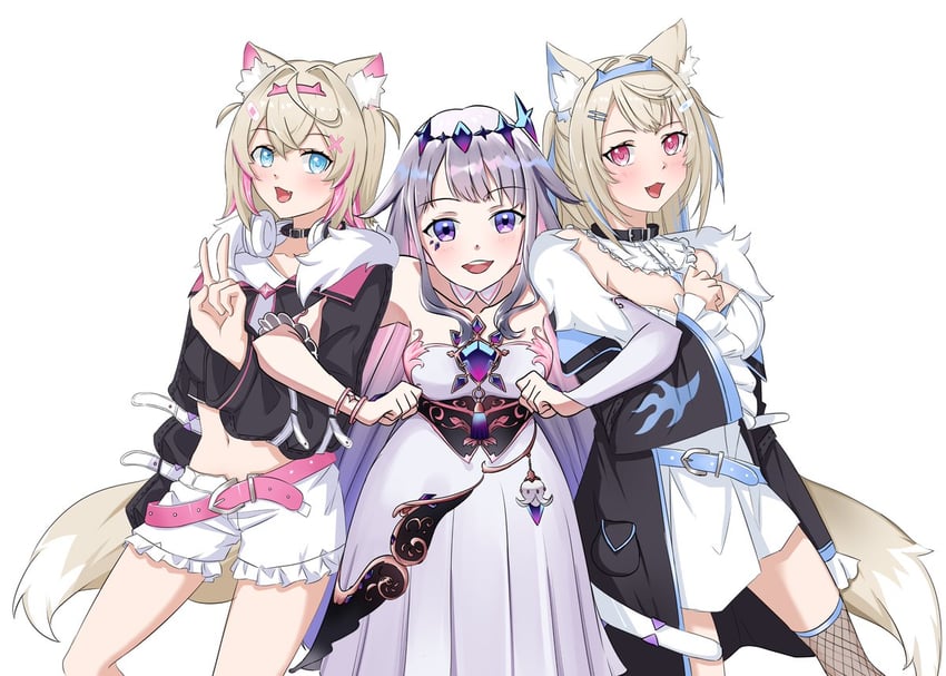 fuwawa abyssgard, mococo abyssgard, and koseki bijou (hololive and 1 more) drawn by bijouvirus